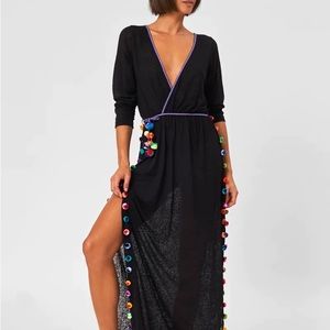 Pitusa cover up, black with colors on the edge, gently used